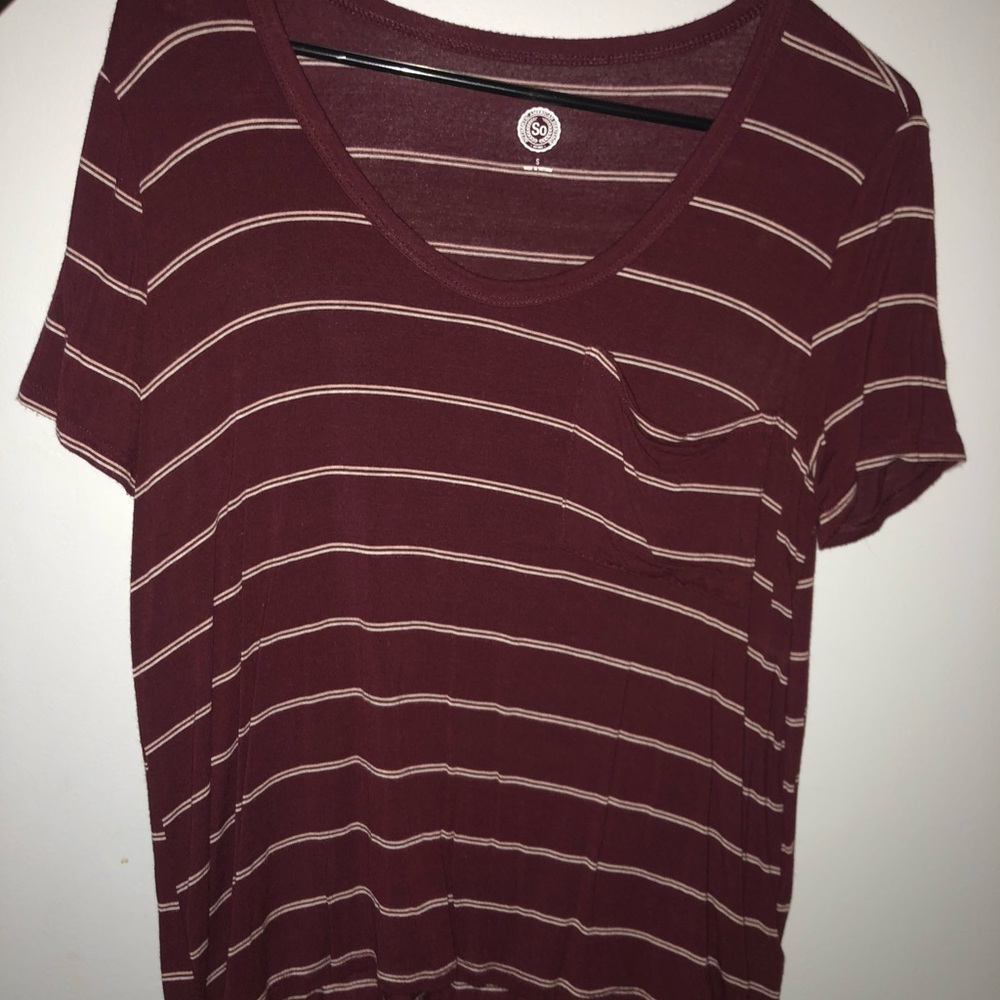 Maroon striped t-shirt